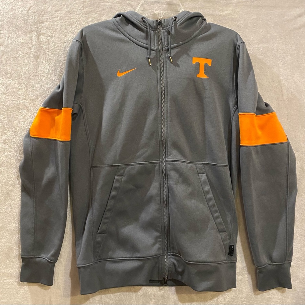 Nike Jacket Men’s Small Gray Full Zip Hoodie  Dri Fit Volunteers Fleece Lined